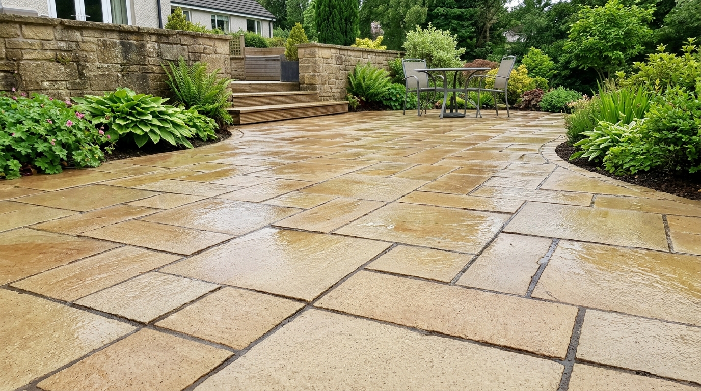 Steinboden nach norrsi-clean Reinigung - wie neu und strahlend